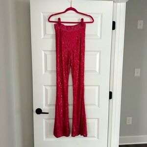 Hot pink sequin pants